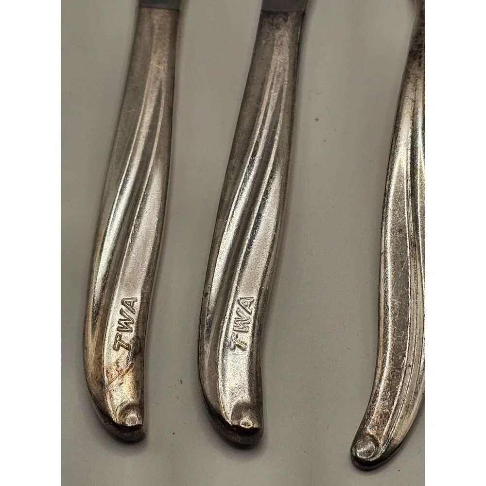 Vintage TWA Trans World Airlines In-Flight Flatware Set Of 4 International Silve